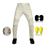 Vaqueros de motociclista para hombre blancos